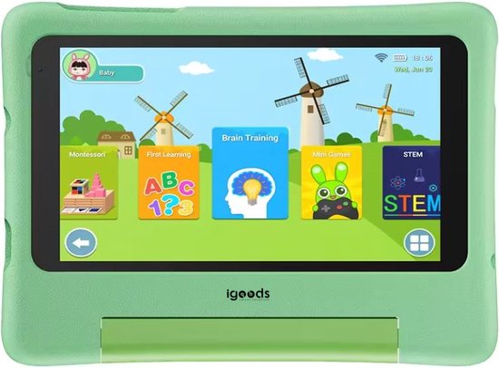 Igoods Kindertablet 7 Inch Groen 3GB RAM 32GB Android 13