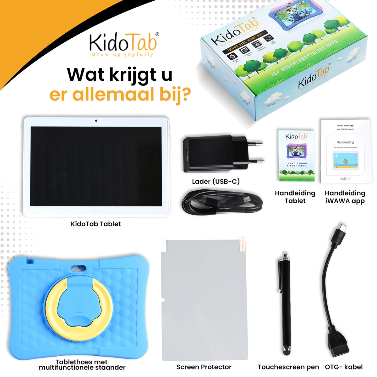 KidoTab Kinder Tablet 10 Inch Blauw 128GB 6GB RAM