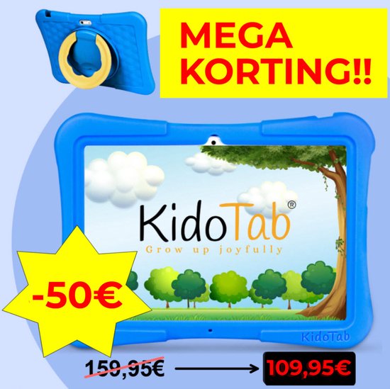 KidoTab Kinder Tablet 10 Inch Blauw 128GB 6GB RAM