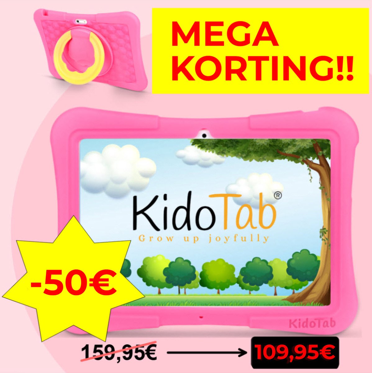 KidoTab Kindertablet 10 Inch Roos 128GB 6GB RAM