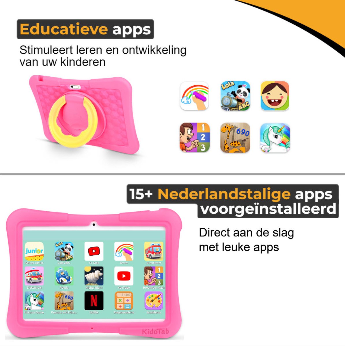 KidoTab Kindertablet 10 Inch Roos 128GB 6GB RAM