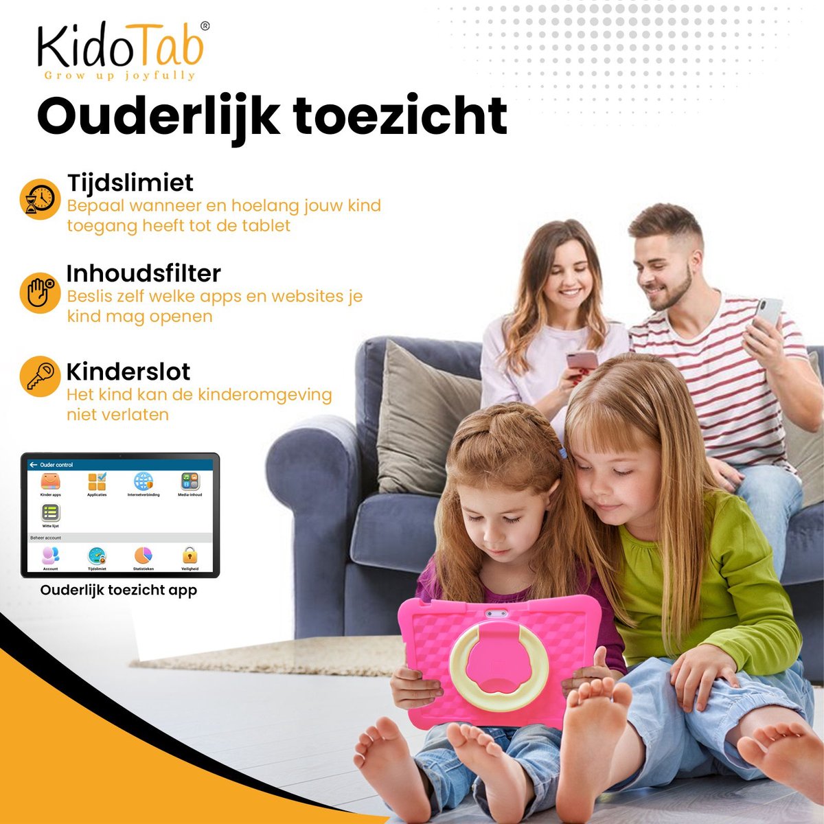 KidoTab Kindertablet 10 Inch Roos 128GB 6GB RAM
