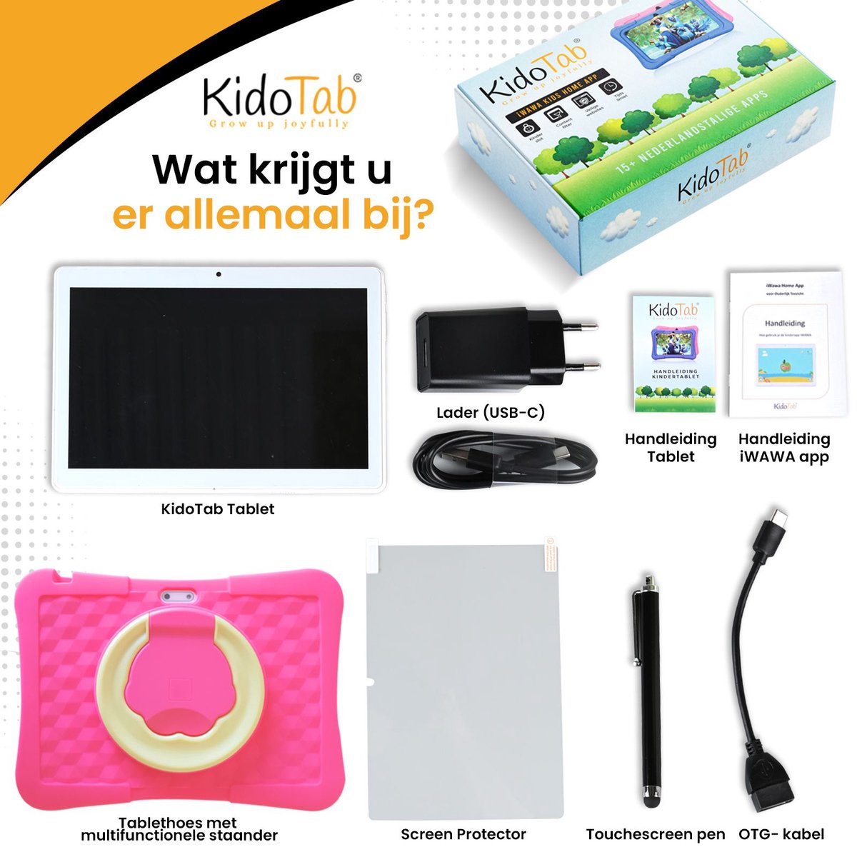 KidoTab Kindertablet 10 Inch Roos 128GB 6GB RAM