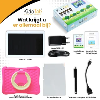 KidoTab Kindertablet 10 Inch Roos 128GB 6GB RAM