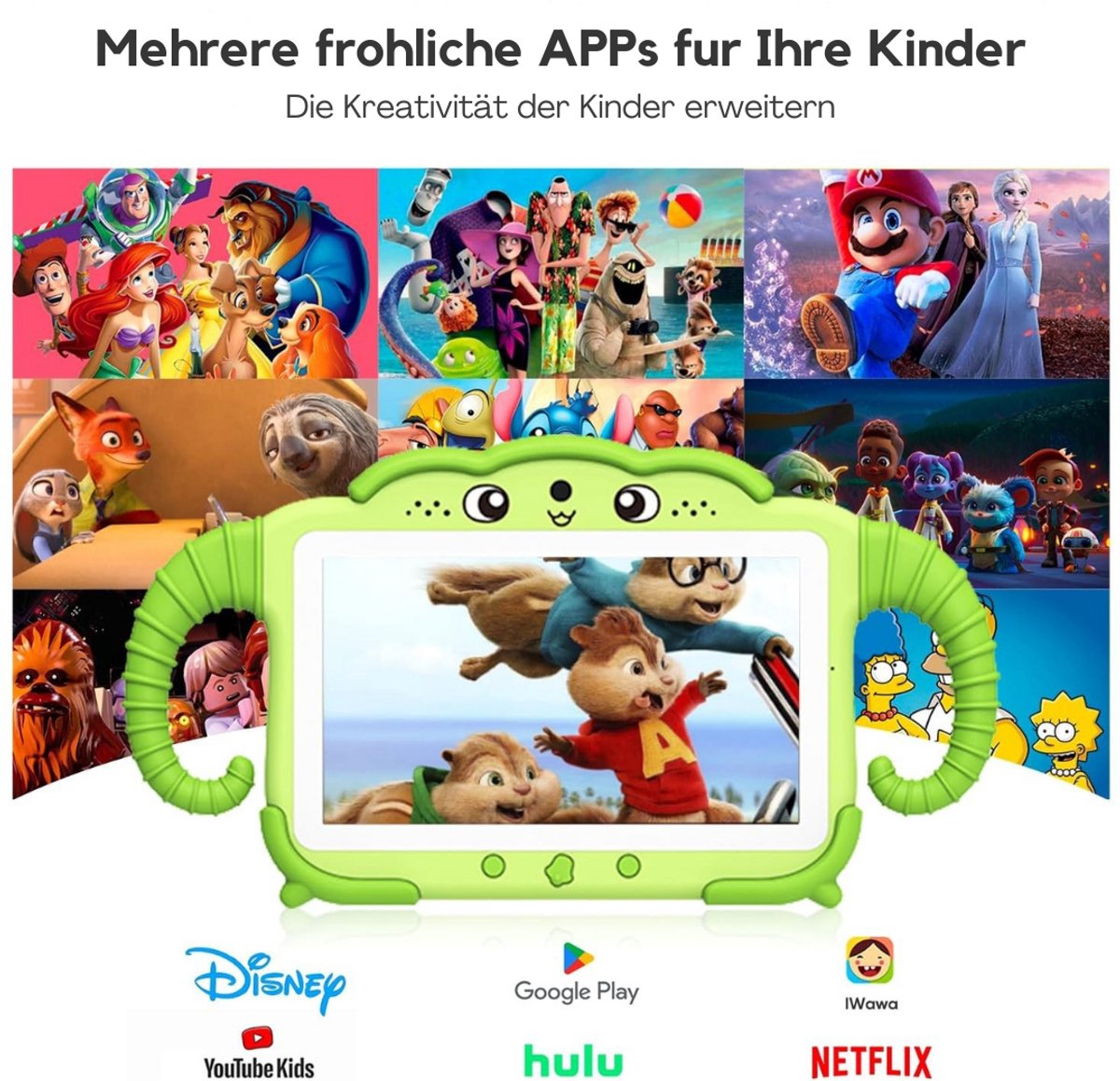 Kids Tablet Groen 3+ Android 10 Compleet Pakket