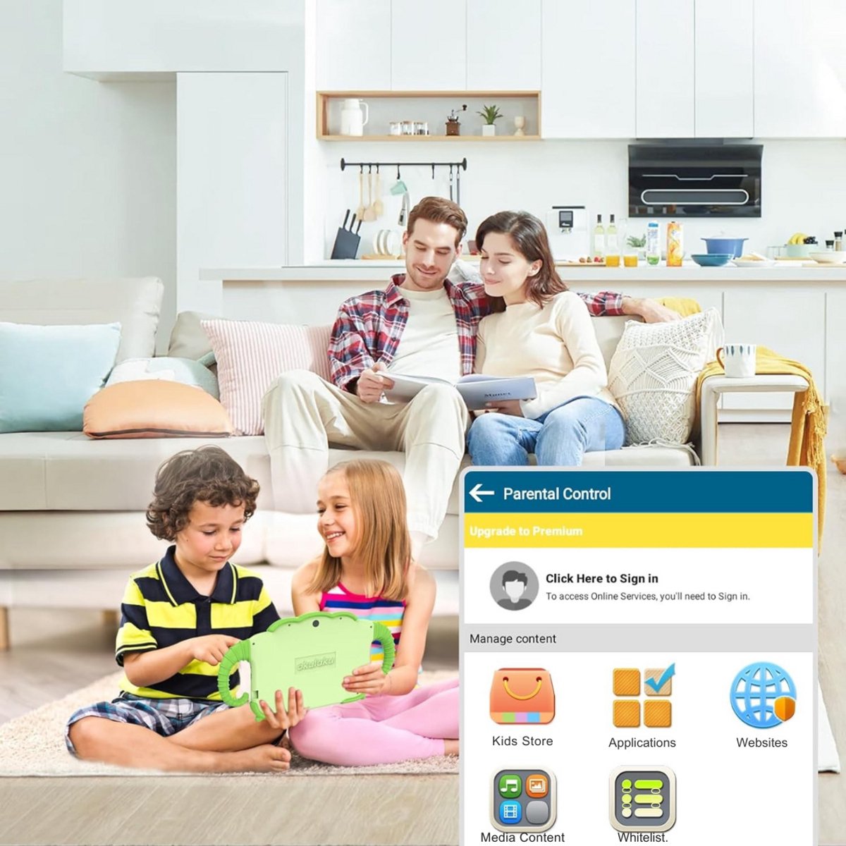 Kids Tablet Groen 3+ Android 10 Compleet Pakket