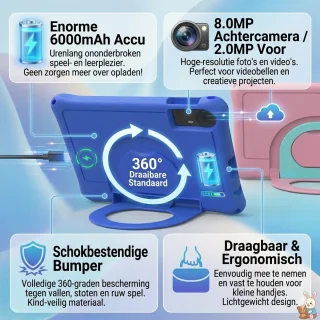 Wat vinden we goed aan de KidsTab Pro 10-inch Kindertablet — Blauw/Roze