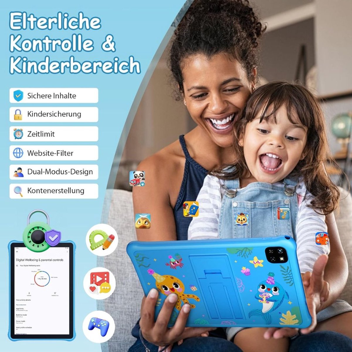 Kindertablet 10 inch 64 GB Vanaf 3 Jaar