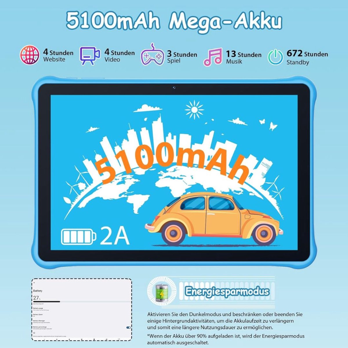 Kindertablet 10 inch 64 GB Vanaf 3 Jaar