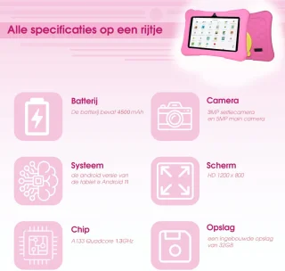 Kindertablet 7 Inch 32GB Roze Android 11