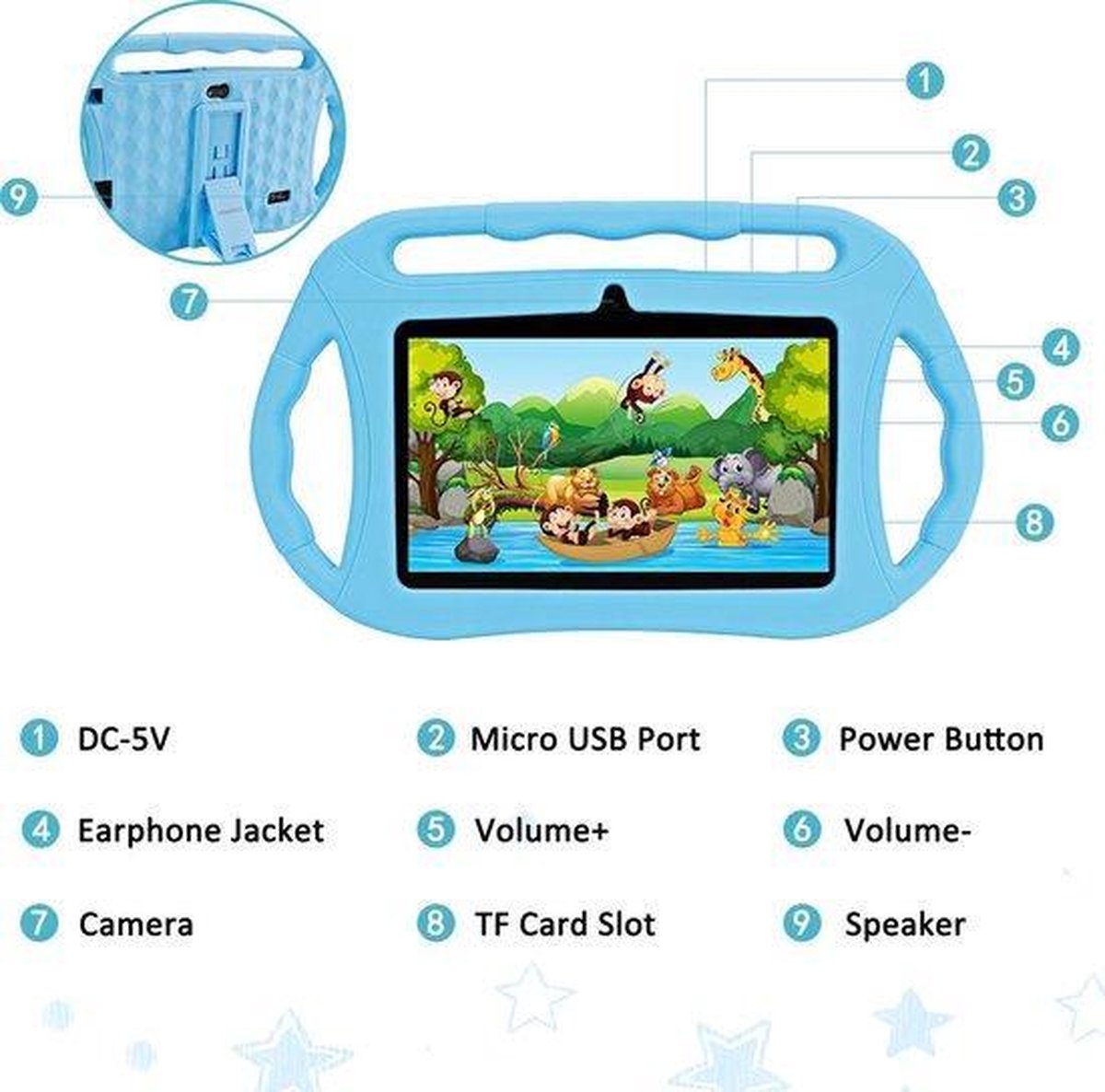 Kindertablet Blauw 7 inch 16 GB inclusief kinderhorloge