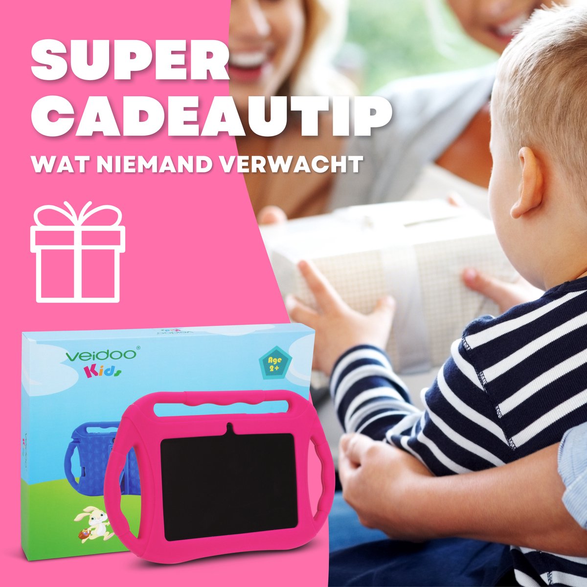 Kindertablet met beschermhoes en koptelefoon