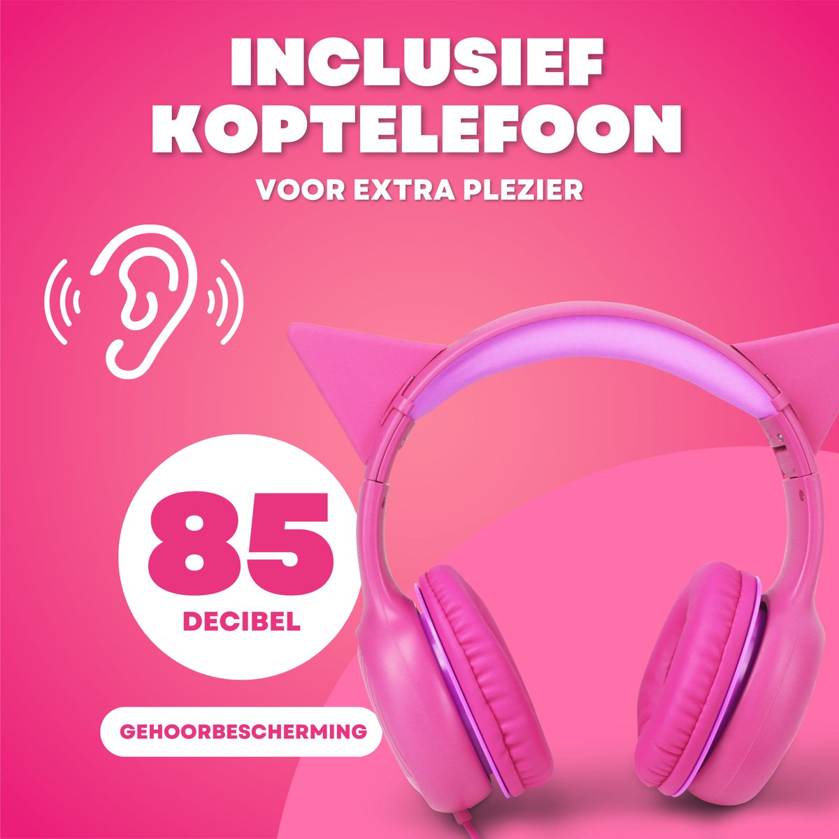 Kindertablet met beschermhoes en koptelefoon
