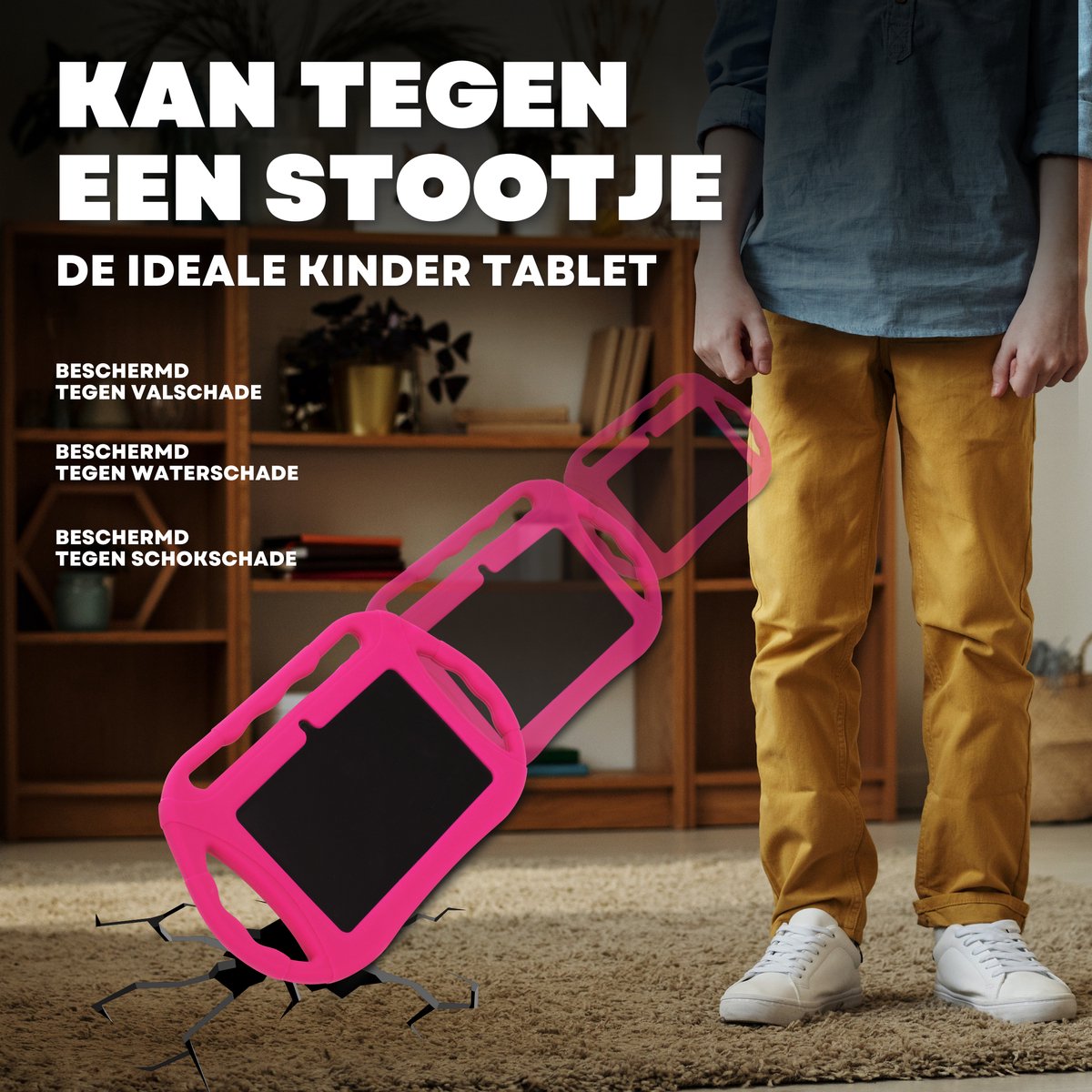 Kindertablet met beschermhoes en koptelefoon