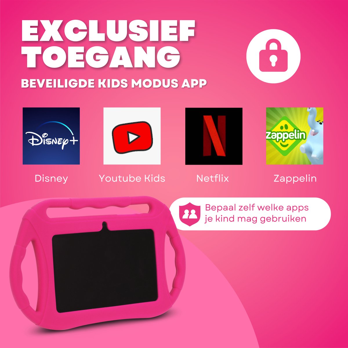 Kindertablet met beschermhoes en koptelefoon