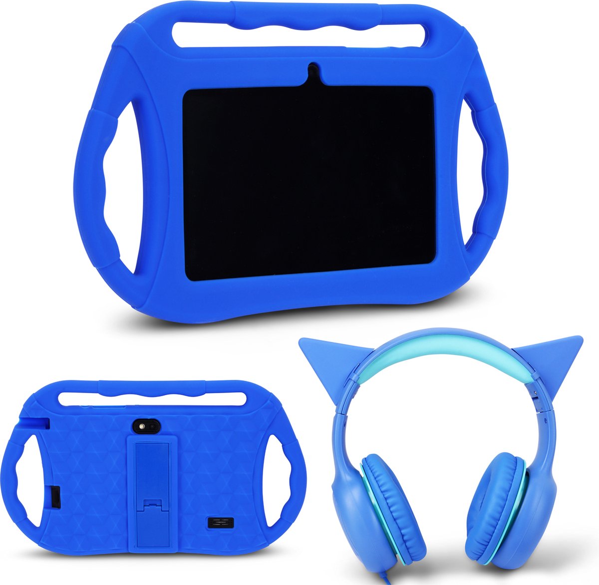 De Kindertablet met beschermhoes en koptelefoon in één oogopslag