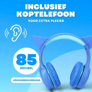 Kindertablet met beschermhoes en koptelefoon