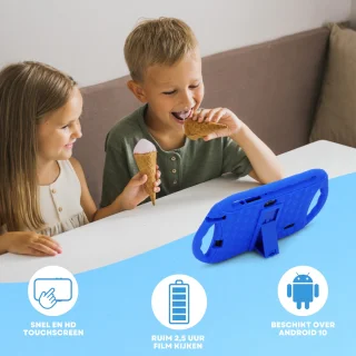 Kindertablet met beschermhoes en koptelefoon