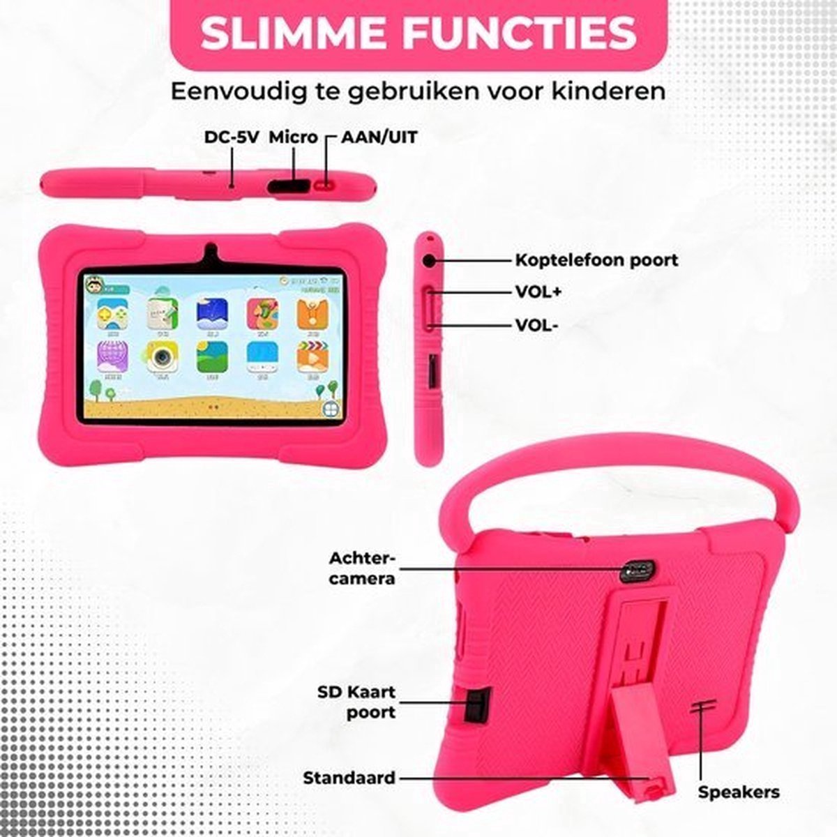 Kindertablet Pro 7 Inch Roze Android 7