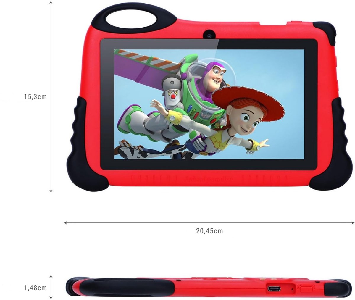 Kindertablet Rood Android 13 met Beschermhoes