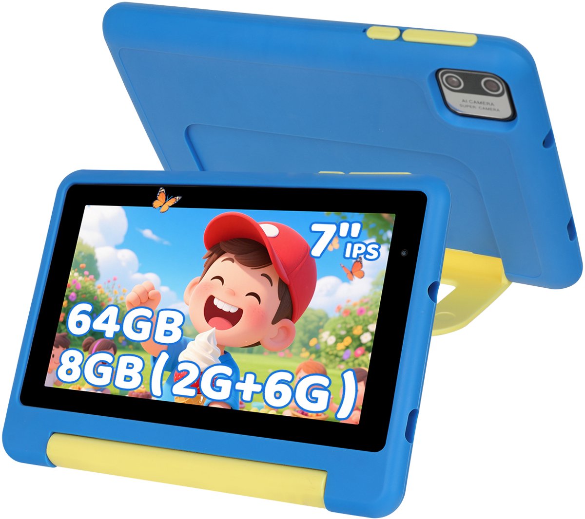kotsren KT1018 Android 13 kindertablet 7 inch blauw
