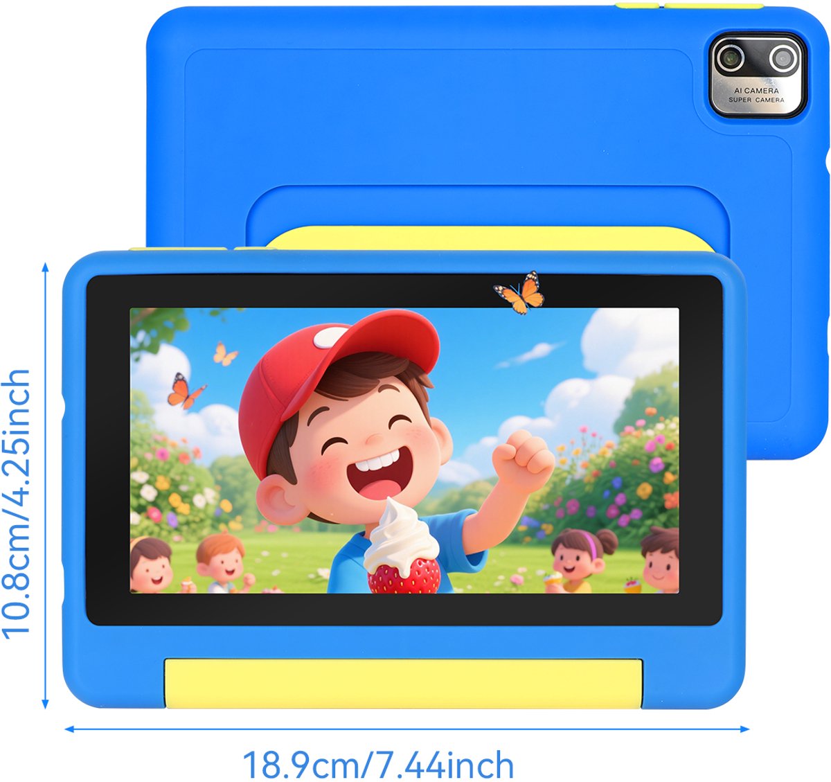 kotsren KT1018 Android 13 kindertablet 7 inch blauw