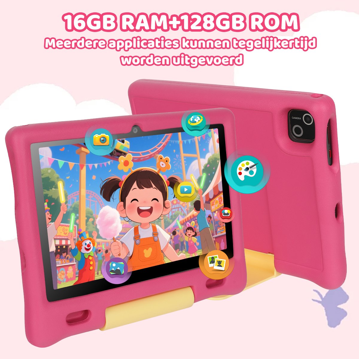 kotsren KT1026 Android 14 kindertablet 10.1 inch roze