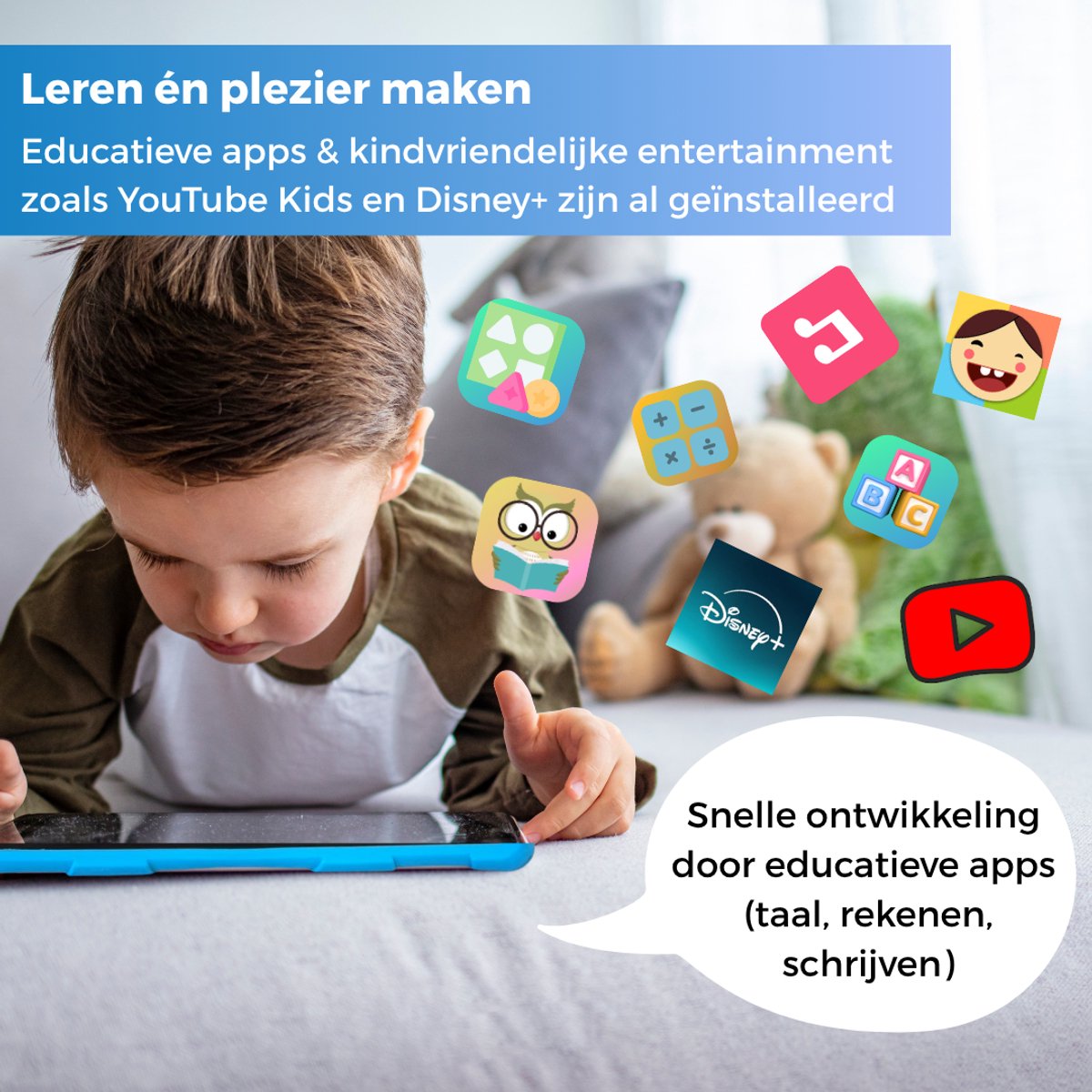 KYCE Kindertablet 10.1 Inch Android 13 Roze