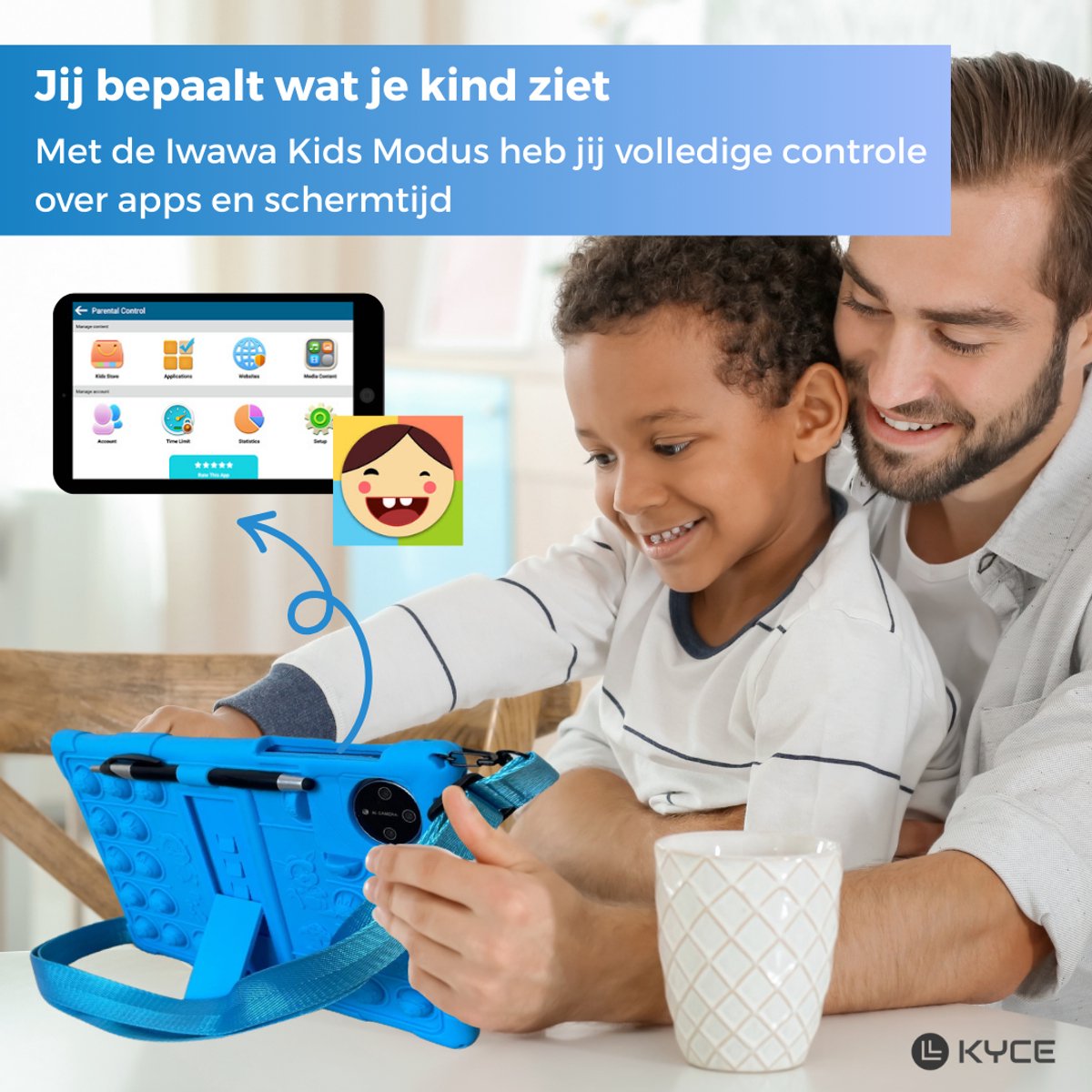 KYCE Kindertablet 10.1 Inch Android 13 Roze
