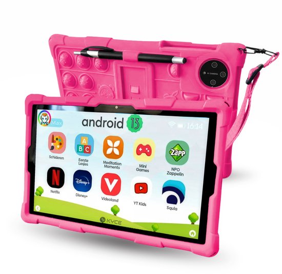 KYCE Kindertablet 10.1 Inch Android 13 Roze