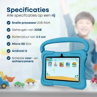 KYCE Kindertablet 7 Inch 32GB Blauw Android 12