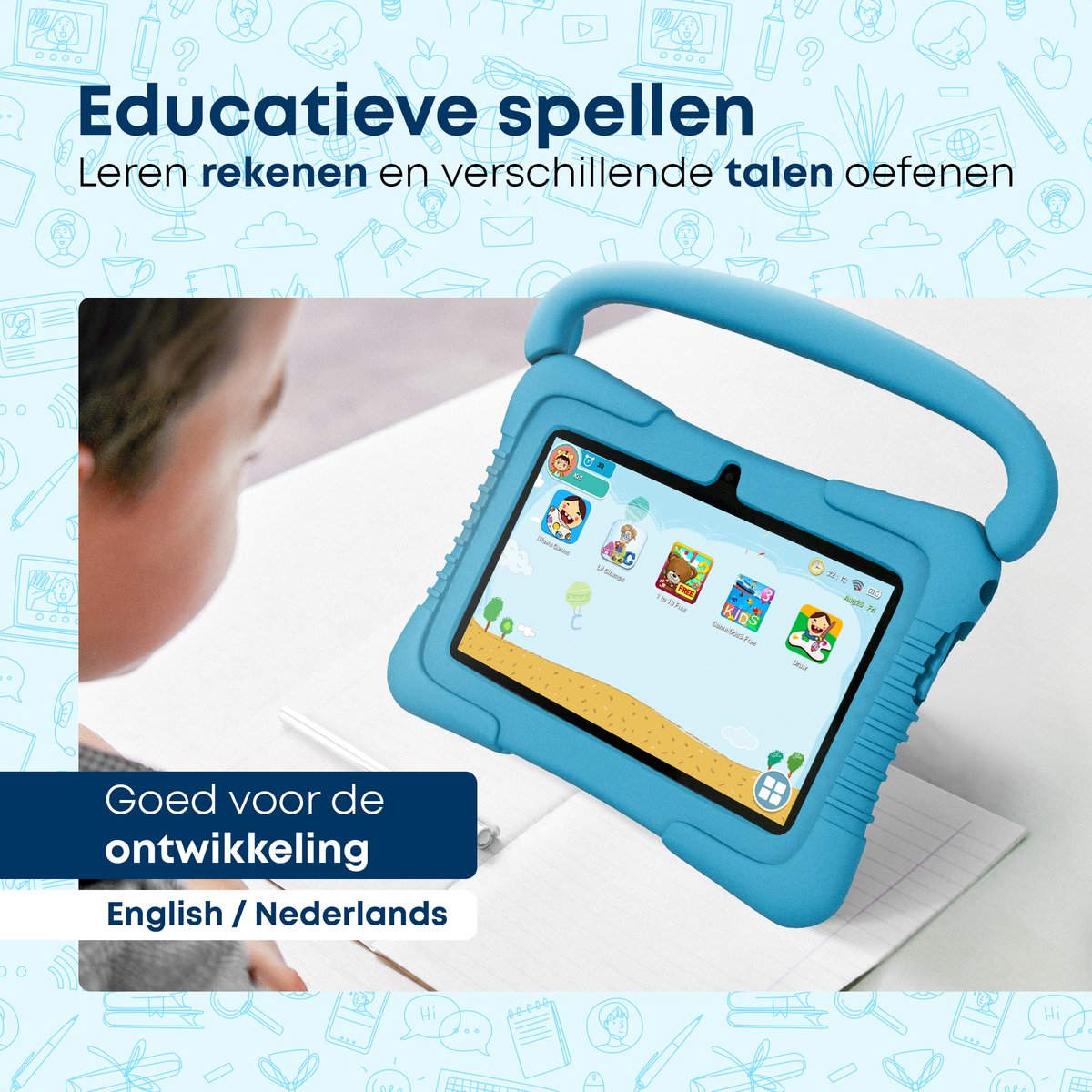 KYCE Kindertablet 7 Inch 32GB Blauw Android 12