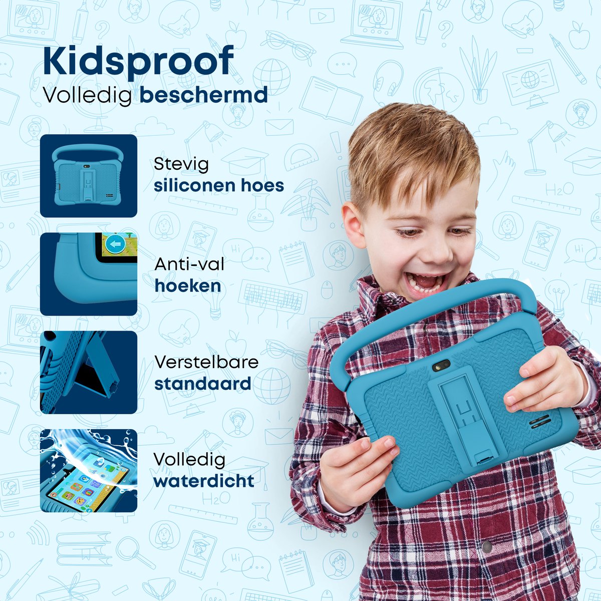KYCE Kindertablet 7 Inch 32GB Blauw Android 12