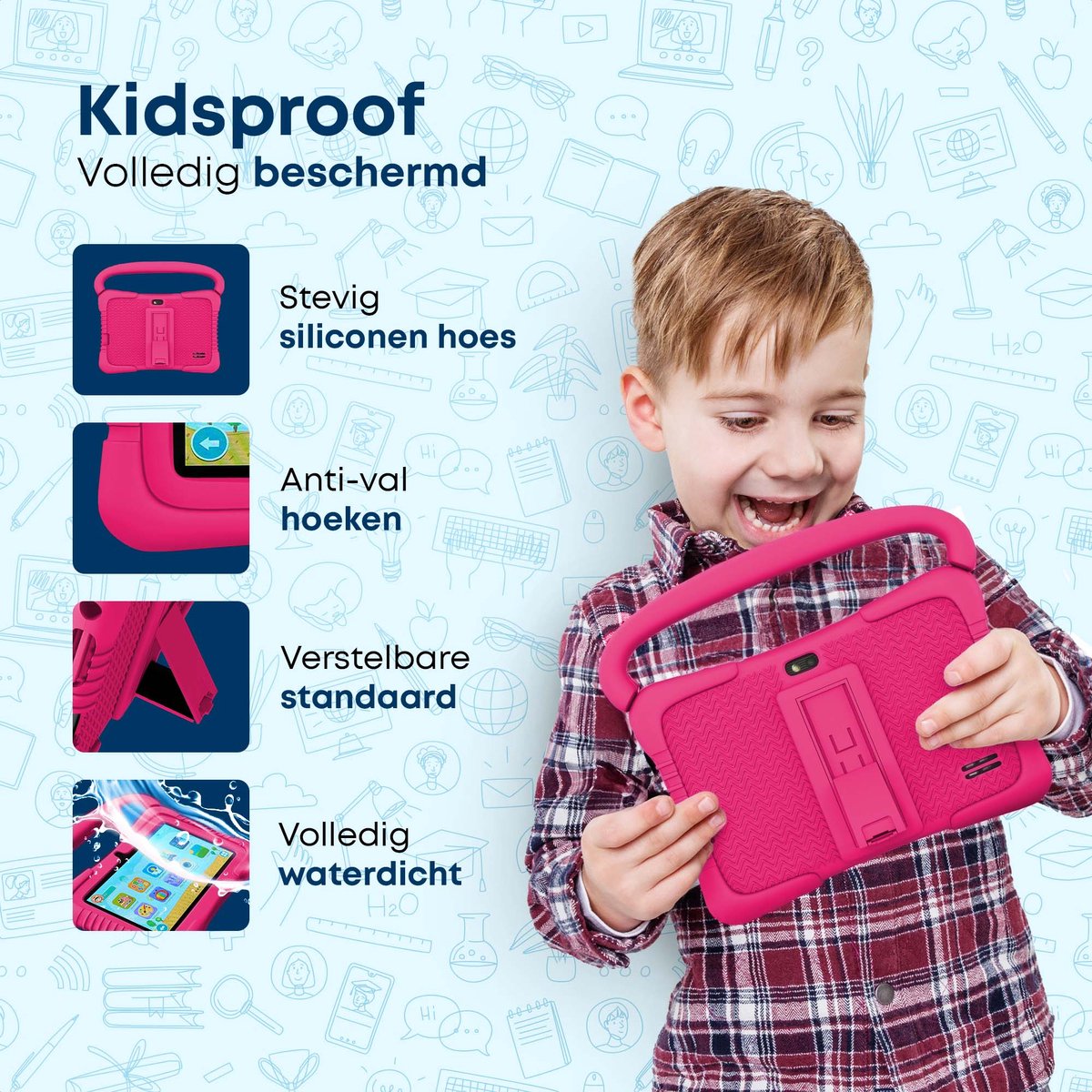 KYCE® Kindertablet 7" Roze Android 12 32GB