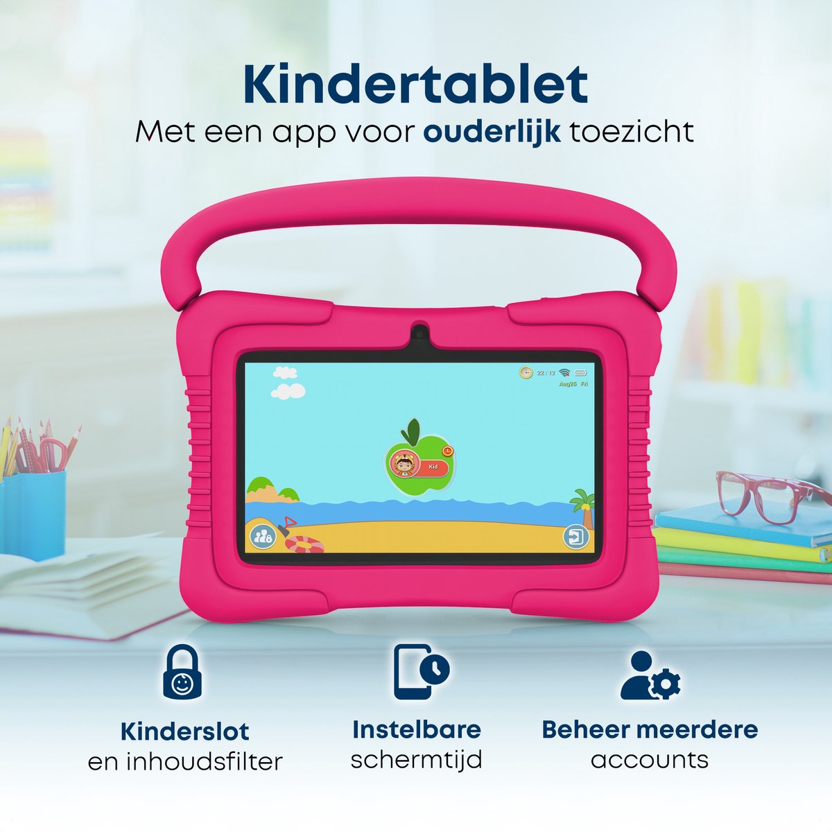 KYCE® Kindertablet 7" Roze Android 12 32GB
