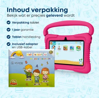 KYCE® Kindertablet 7" Roze Android 12 32GB