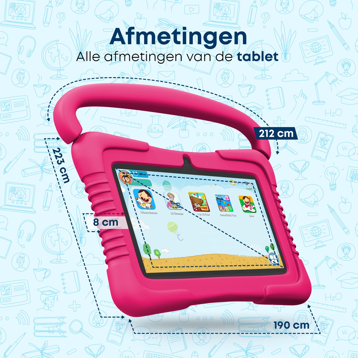 KYCE® Kindertablet 7" Roze Android 12 32GB
