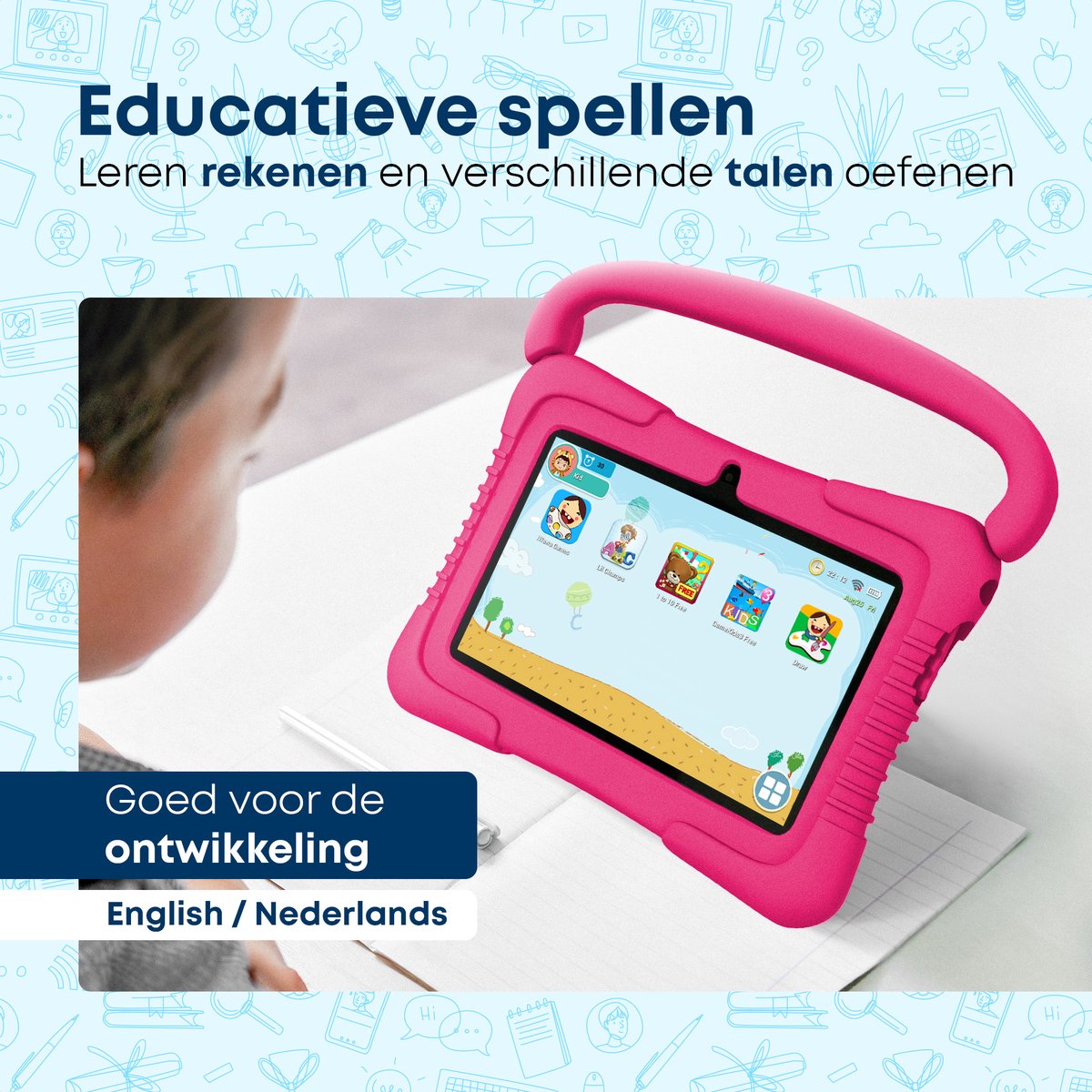 KYCE® Kindertablet 7" Roze Android 12 32GB