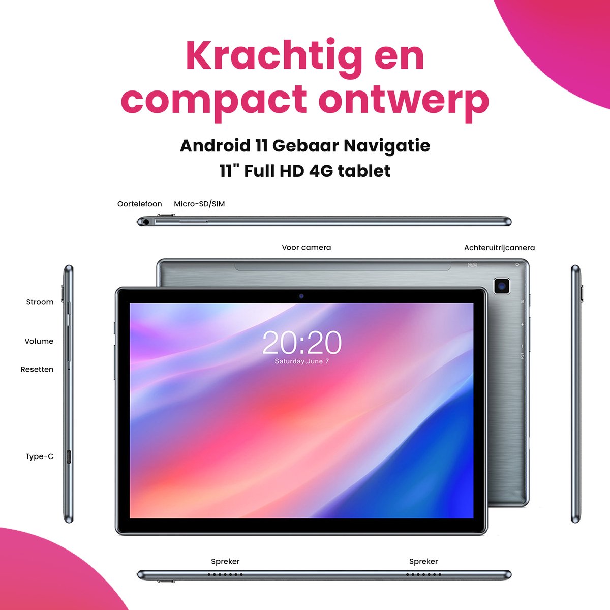 Lopup® Kindertablet 10.1 inch 64GB Grijs