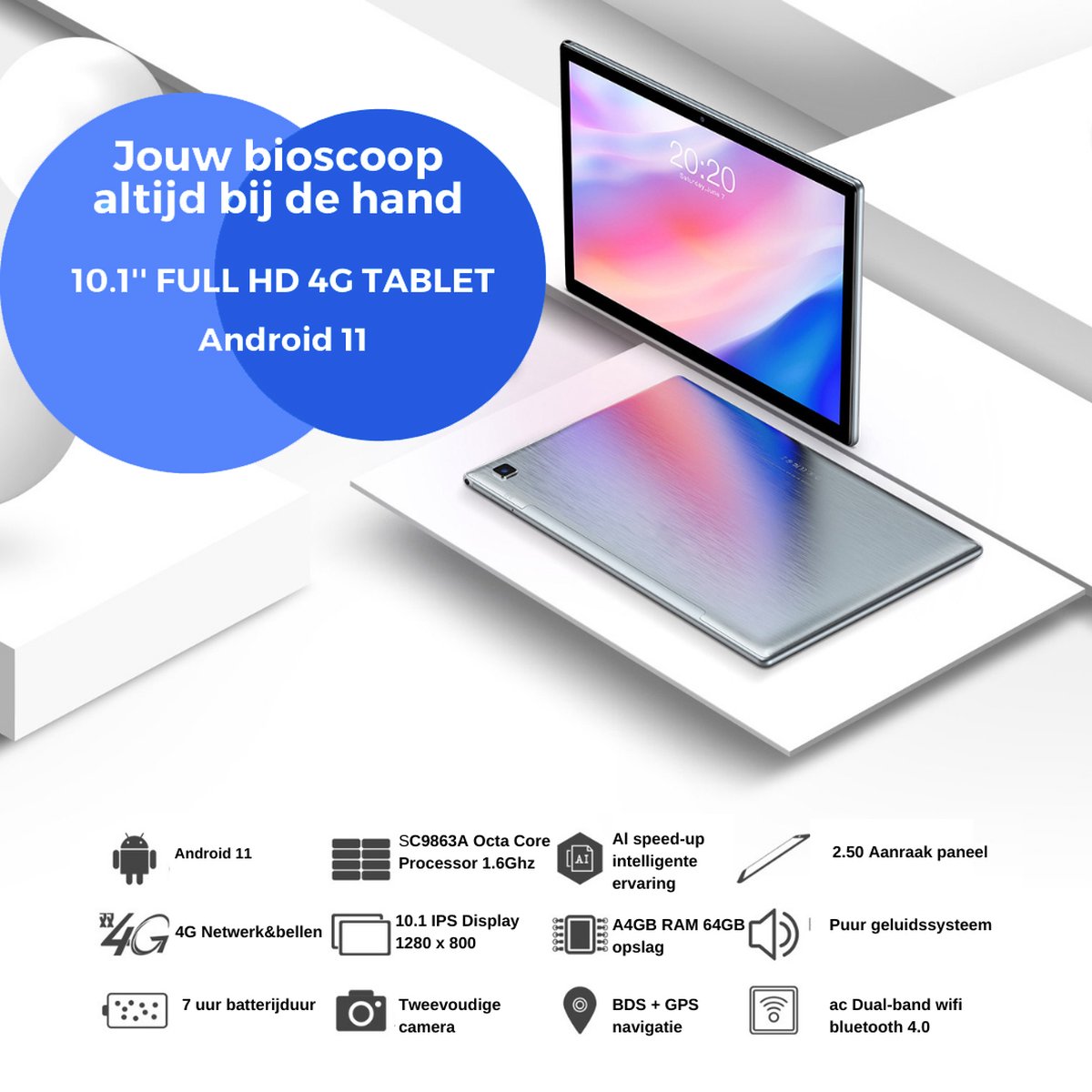 Lopup Kindertablet 10.1 inch 64GB Grijs