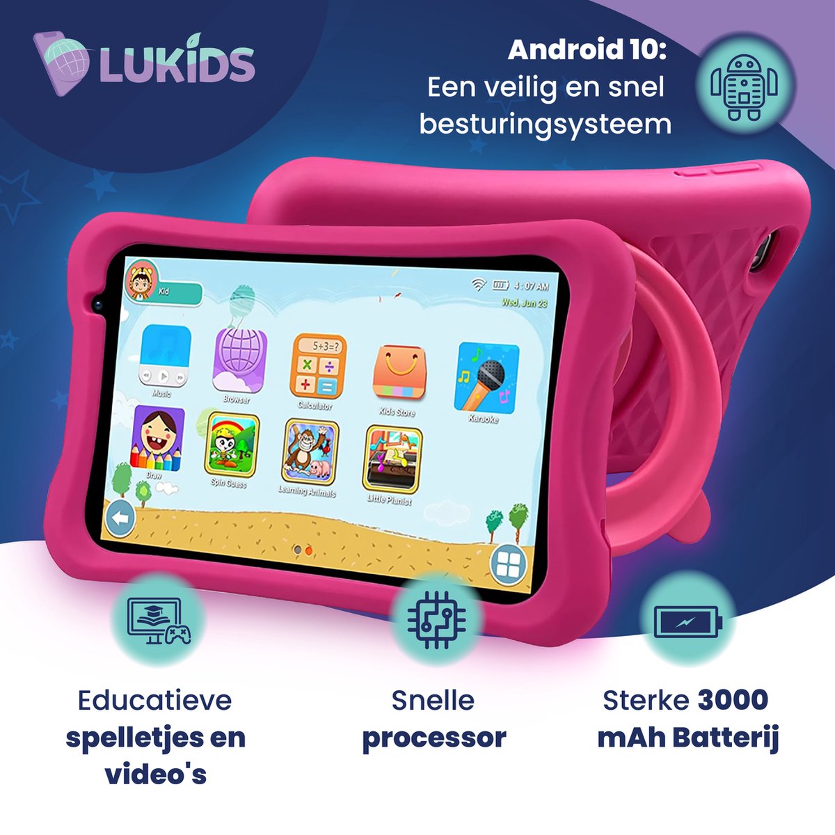 LuKids LuTab S2 8 Inch 32GB Roze Kindertablet