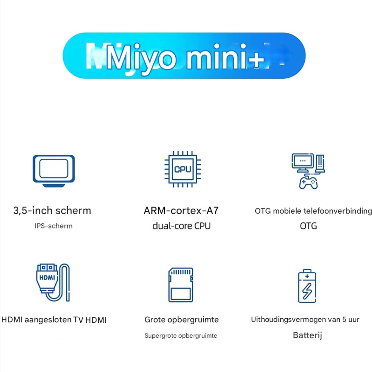 MiyooMini Plus Retro Handheld Spelconsole 64GB Zwart