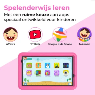 Naevy Kindertablet 8 inch 4+4GB 64GB roze hoes