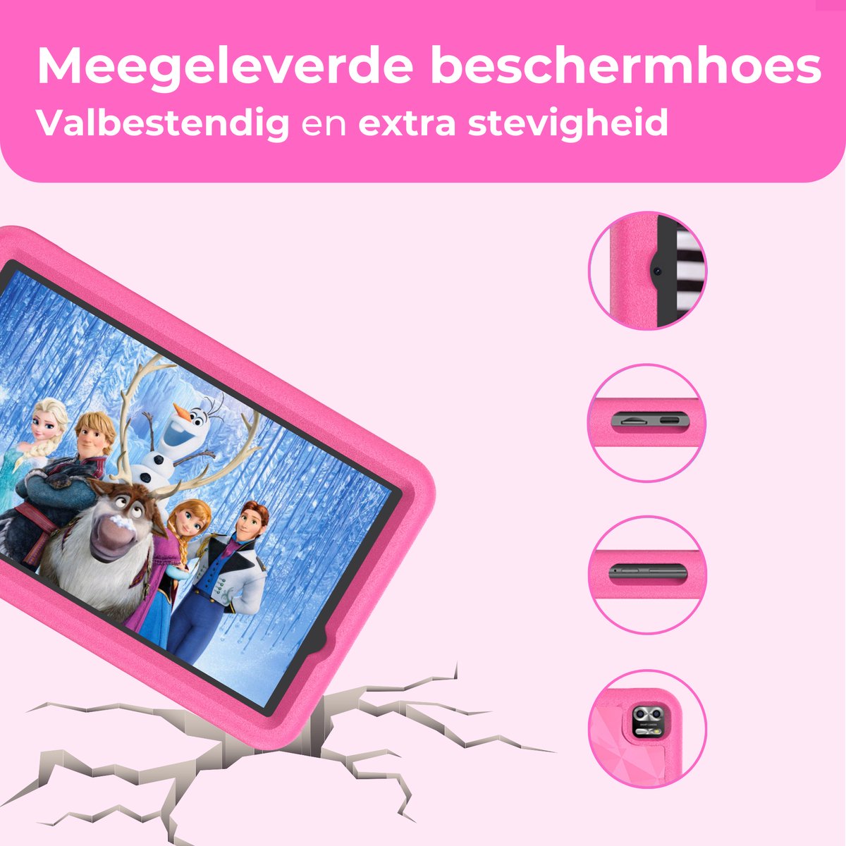 Naevy Kindertablet 8 inch 4+4GB 64GB roze hoes