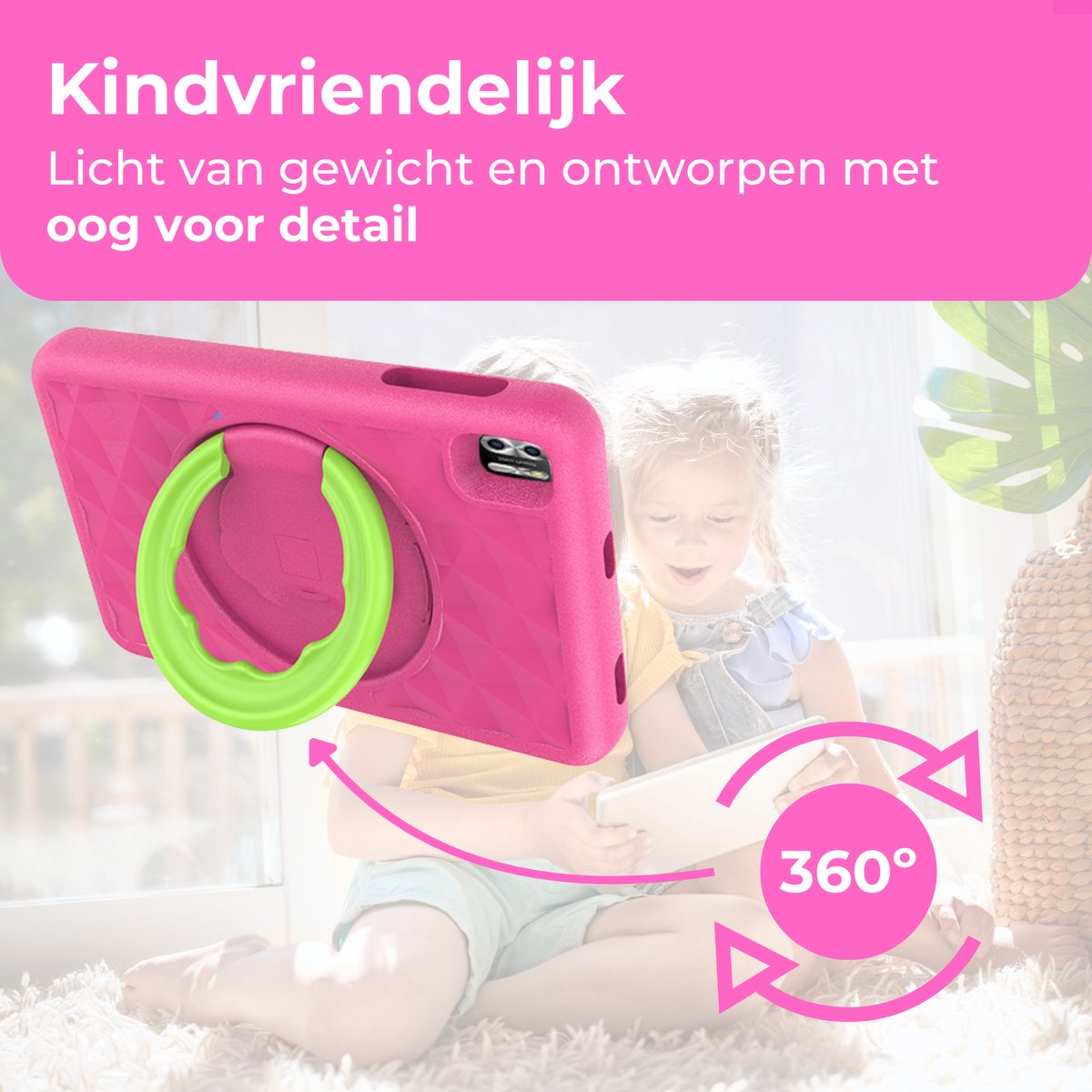 Naevy Kindertablet 8 inch 4+4GB 64GB roze hoes