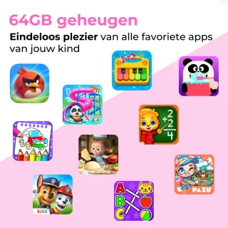 Naevy Kindertablet 8 inch 4+4GB 64GB roze hoes