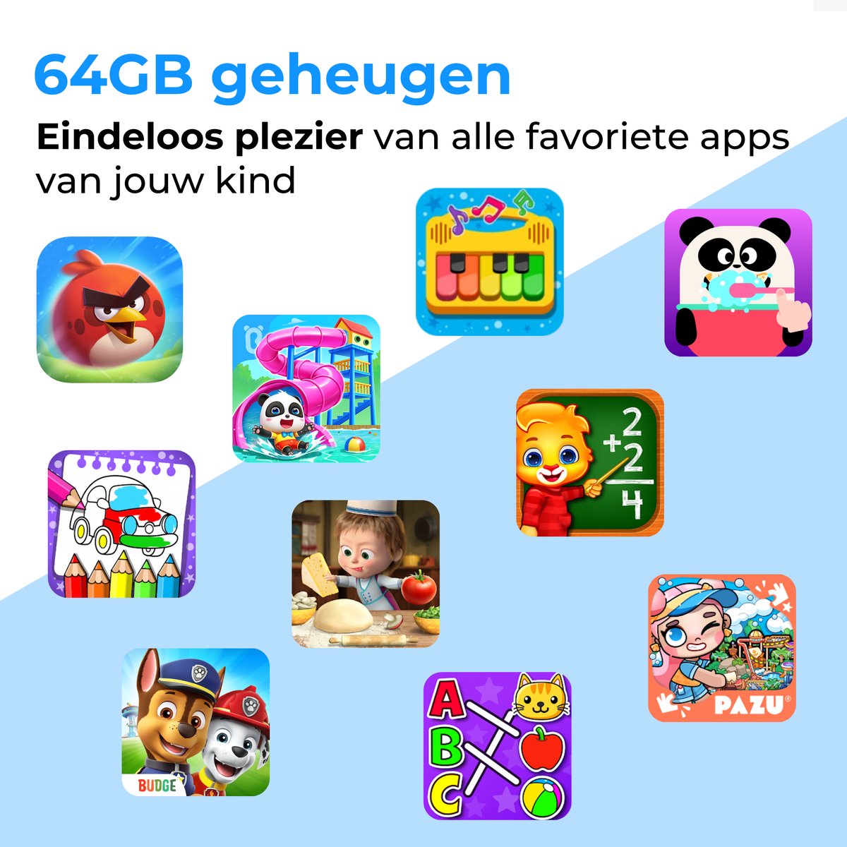 Naevy Kindertablet 8 inch 64GB inclusief beschermhoes