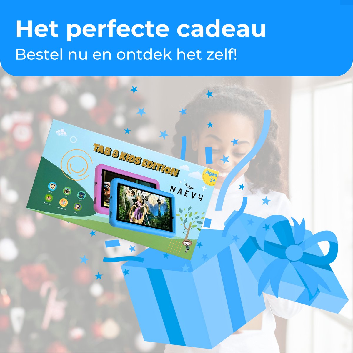 Naevy Kindertablet 8 inch 64GB inclusief beschermhoes