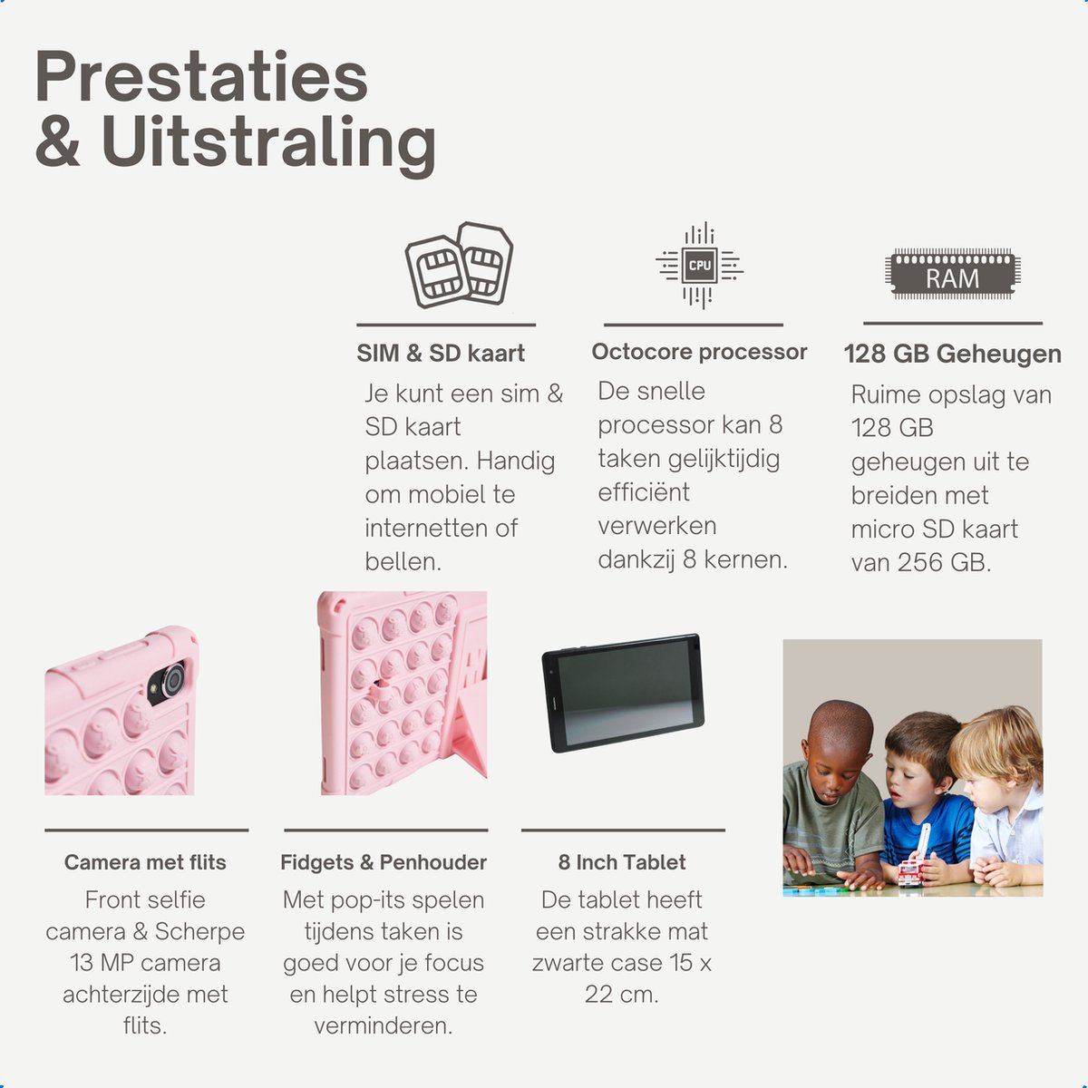 NilaFee Educatieve Kindertablet 128GB Roze