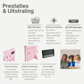 NilaFee Educatieve Kindertablet 128GB Roze
